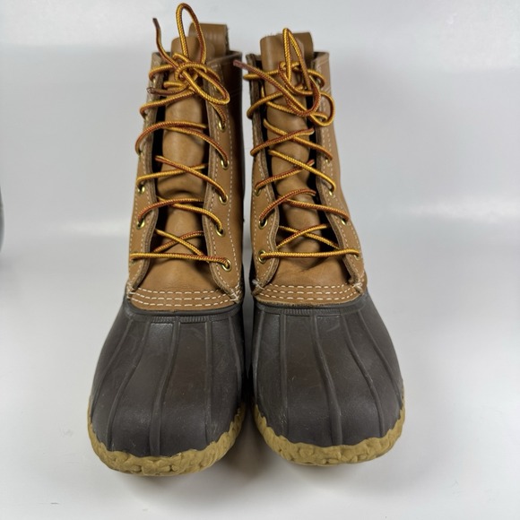 LL Bean Men's Brown Leather 8" Lace Up Unlined Ankle Duck Boots Size 7 M - Picture 2 of 12